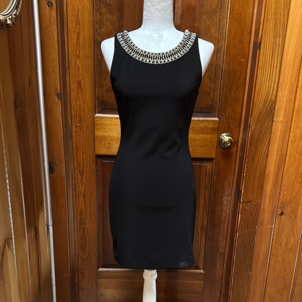 Boston Proper Black Sequin Halter Mini Dress